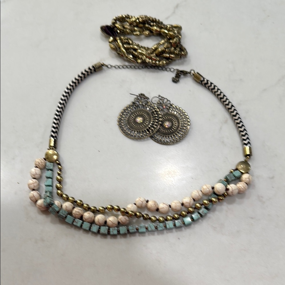 Elegant Multicolor Necklace and Earring Set